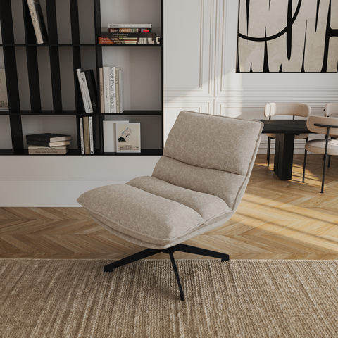 Fauteuil pivotant pied noir NAPA tissu tramé toucher doux