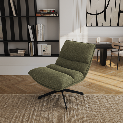 Fauteuil pivotant pied noir NAPA tissu tramé toucher doux