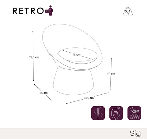 Fauteuil pivotant RETRO velours chenillé