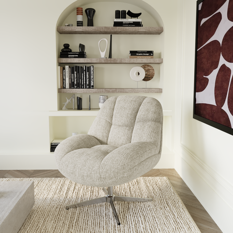 Fauteuil pivotant pied chrome REV velours tramé