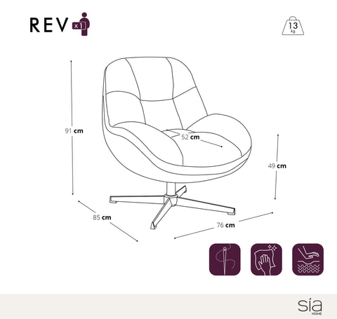 Fauteuil pivotant pied chrome REV velours tramé
