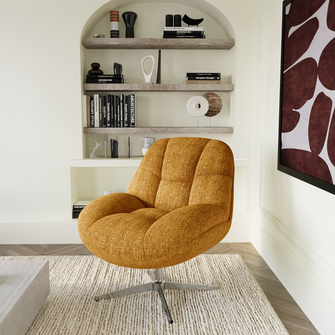 Fauteuil pivotant pied chrome REV velours tramé