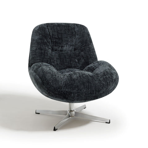 Fauteuil pivotant pied chrome REV velours tramé