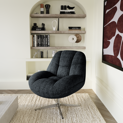 Fauteuil pivotant pied chrome REV velours tramé