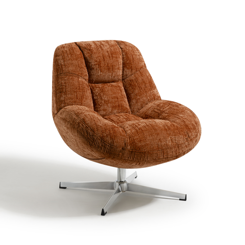 Fauteuil pivotant pied chrome REV velours tramé