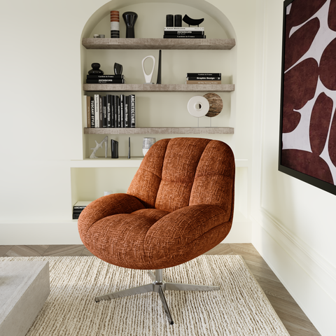 Fauteuil pivotant pied chrome REV velours tramé