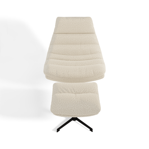 Ensemble fauteuil pivotant et repose-pieds RIVA bouclette