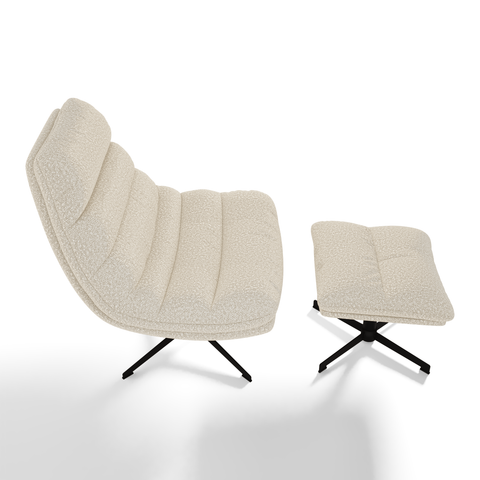 Ensemble fauteuil pivotant et repose-pieds RIVA bouclette