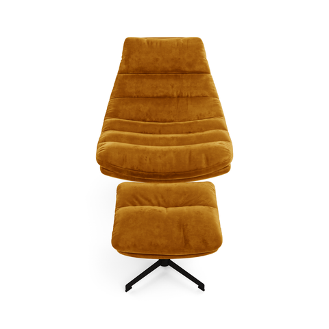 Ensemble fauteuil pivotant et repose-pieds RIVA velours