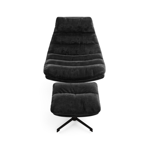 Ensemble fauteuil pivotant et repose-pieds RIVA velours