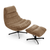 Ensemble fauteuil pivotant et repose-pieds RIVA velours