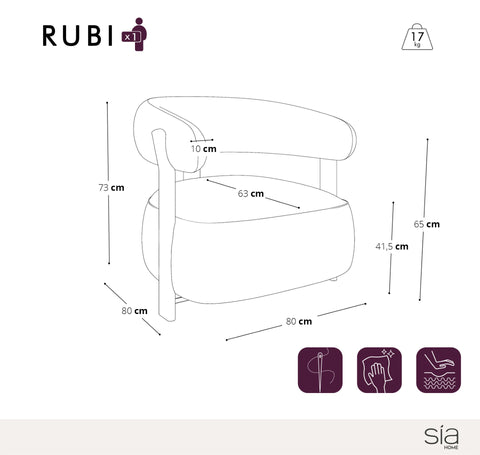 Fauteuil RUBI velours tramé