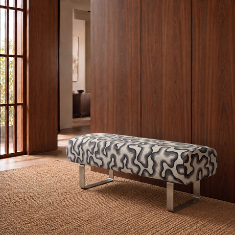 Banc OTTO tissu tramé à motifs