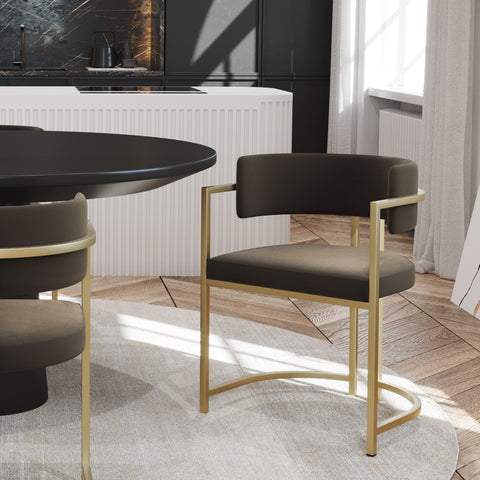 Chaise AVA Velours pieds dorés