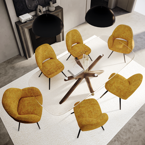 Lot de 2 petits fauteuils rotatifs MAGDA velours pieds noirs