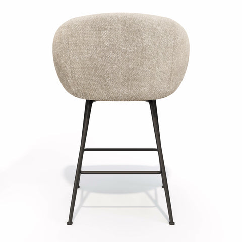 Lot de 2 tabourets de bar TESS velours tramé pieds noirs