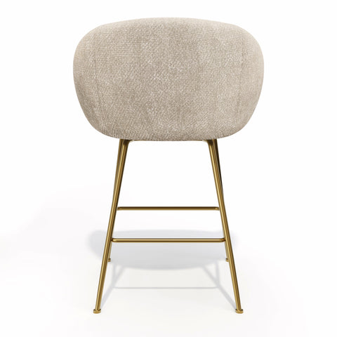 Lot de 2 tabourets de bar TESS velours tramé pieds dorés