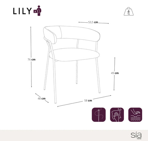 Lot de 2 chaises LILY Velours tramé pieds dorés
