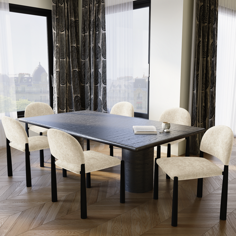 Lot de 2 Chaises Milo Velours texturé Pieds Noirs