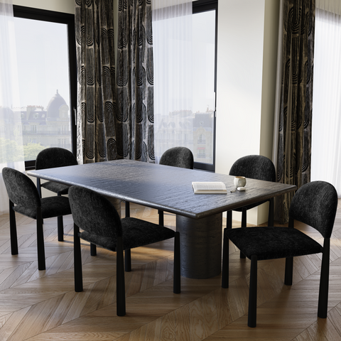 Lot de 2 Chaises Milo Velours texturé Pieds Noirs