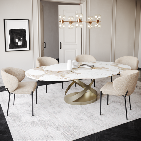 Lot de 2 Chaises Luca Bouclette Pieds Noirs