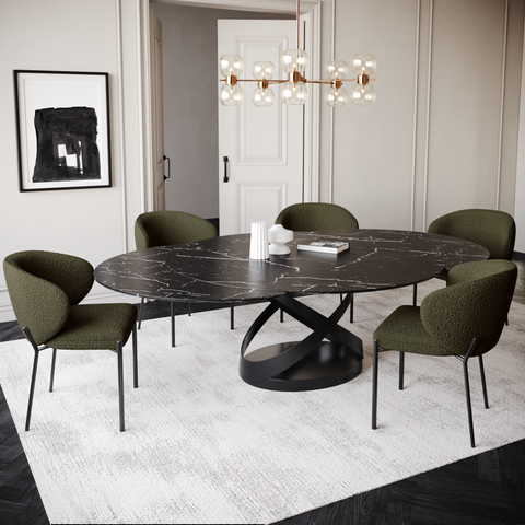 Lot de 2 Chaises Luca Bouclette Pieds Noirs