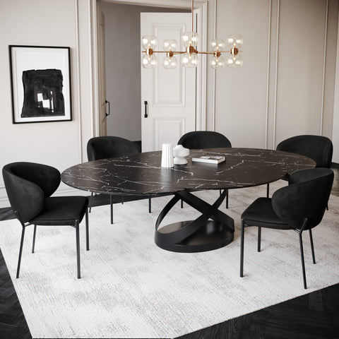 Lot de 2 Chaises Luca Velours Pieds Noirs