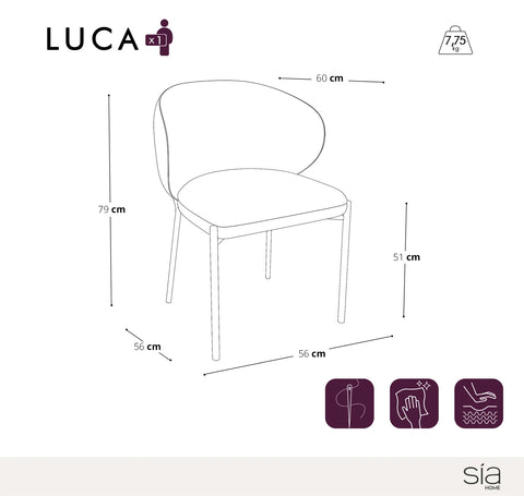 Lot de 2 Chaises Luca Velours Pieds dorés mats
