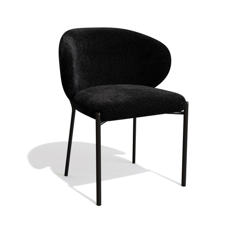 Lot de 2 Chaises Luca Velours texturé Pieds Noirs