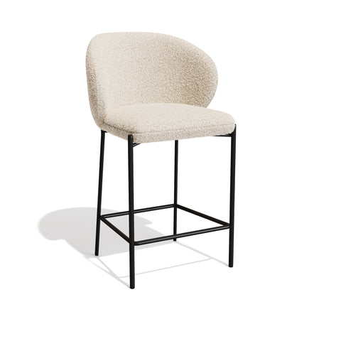 Lot de 2 Tabourets Luca Bouclette Pieds Noirs