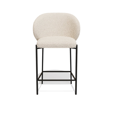 Lot de 2 Tabourets Luca Bouclette Pieds Noirs