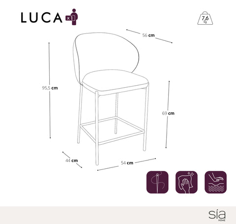 Lot de 2 Tabourets Luca Bouclette Pieds Noirs