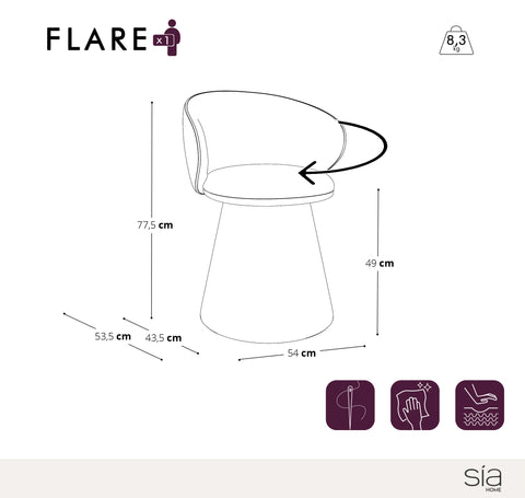 Fauteuil de salle à manger pivotant FLARE bouclette
