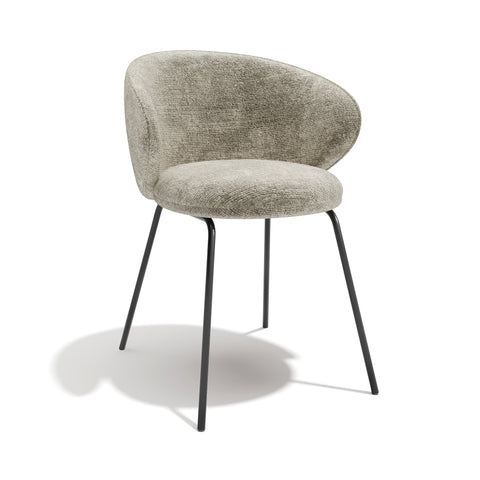 Lot de 2 chaises LUNA velours texturé et pieds noirs