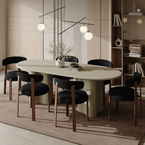 Lot de 2 chaises JUNA velours chenillé pieds noyer