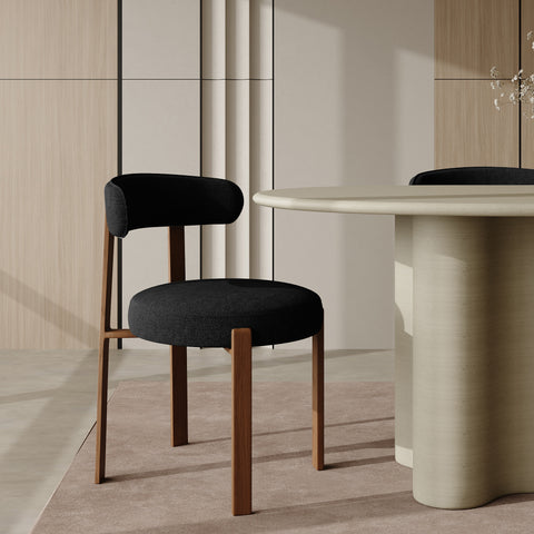 Lot de 2 chaises JUNA velours chenillé pieds noyer