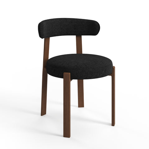 Lot de 2 chaises JUNA velours chenillé pieds noyer