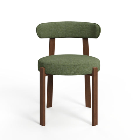 Lot de 2 chaises JUNA velours chenillé pieds noyer