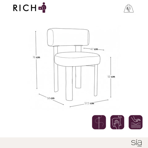 Lot de 2 chaises RICH tissu bouclette
