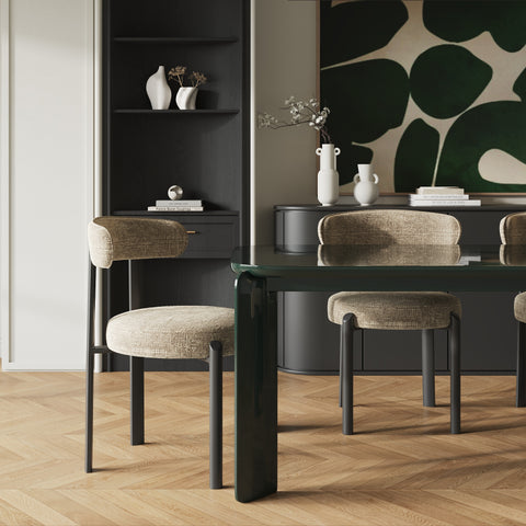 Lot de 2 chaises LINA velours tramé pieds noir