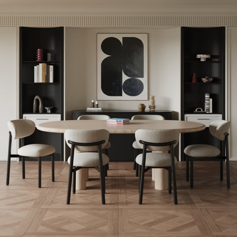 Lot de 2 chaises LUMI tissu bouclette pieds noirs