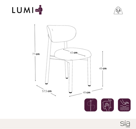 Lot de 2 chaises LUMI tissu bouclette pieds noirs