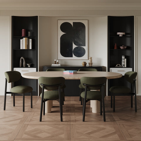 Lot de 2 chaises LUMI tissu bouclette pieds noirs