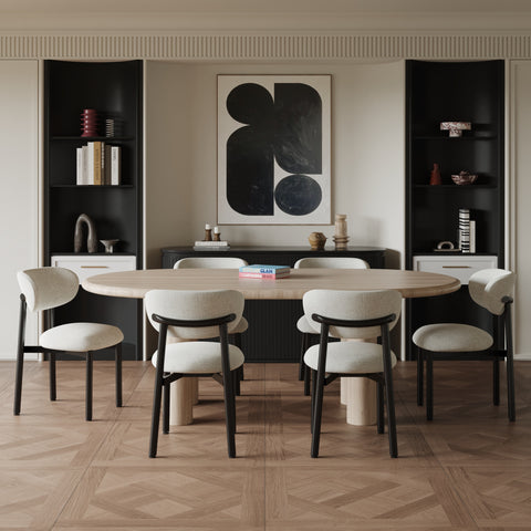 Lot de 2 chaises LUMI velours chenillé pieds noirs