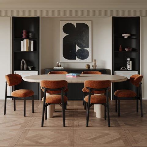 Lot de 2 chaises LUMI velours chenillé pieds noirs