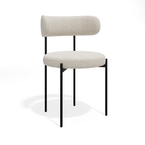 Lot de 2 chaises ADELE tissu bouclette pieds noir