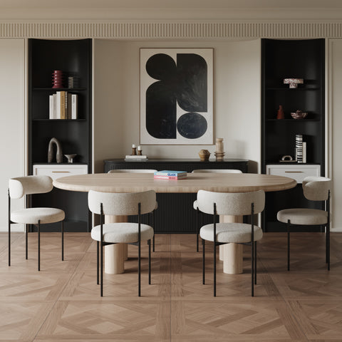 Lot de 2 chaises ADELE tissu bouclette pieds noir