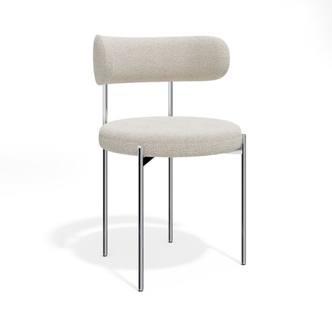 Lot de 2 chaises ADELE tissu bouclette pieds chrome