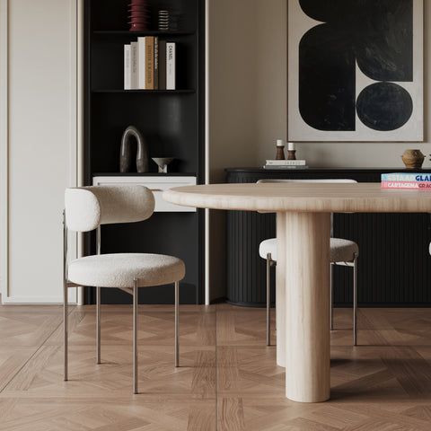 Lot de 2 chaises ADELE tissu bouclette pieds chrome