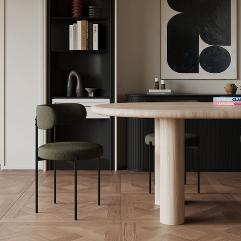 Lot de 2 chaises ADELE tissu bouclette pieds noir